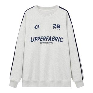 UPPERFABRIC日系复古印花字母卫衣潮宽松休闲重磅纯棉情侣打底衫