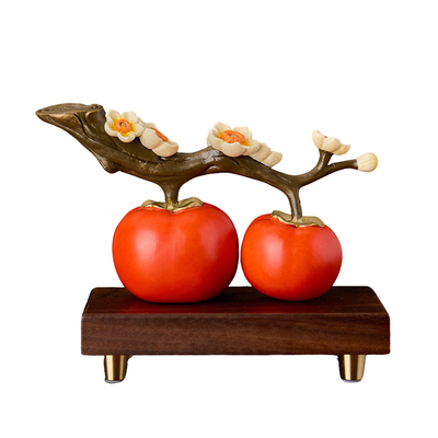 事事如意柿子摆件客厅酒柜装饰品