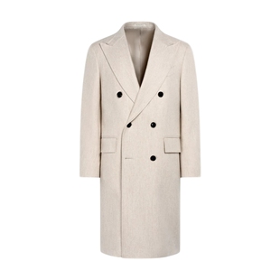 SUITSUPPLY-沙砾色羊毛混纺商务休闲大衣外套