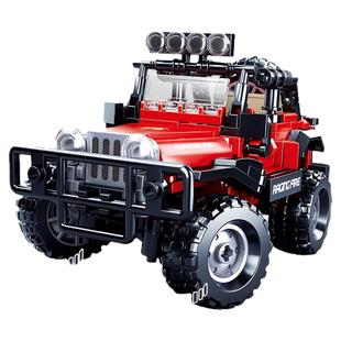 小鲁班儿童益智积木丛林越野车吉普车模型国产拼装玩具汽车6-10岁