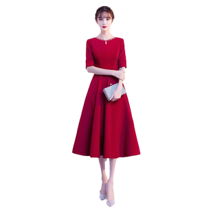 红色敬酒服新娘高级感高贵年轻小个子妈妈婚宴装晚礼服2025新款
