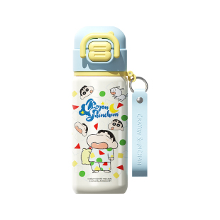 蜡笔小新儿童保温杯男女小学生新款上学专用便携双饮吸管水壶杯子