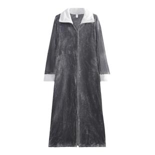 睡裙女秋冬长款珊瑚绒连体睡衣男大码浴袍2025新款法兰绒拉链睡袍