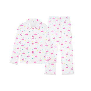 RooMance汝曼司 原创芭比粉樱桃雪尼绒睡衣女冬季加厚家居服套装