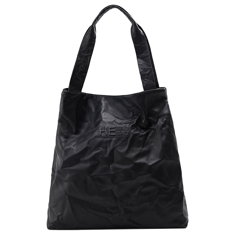 【明星江一燕同款】HEBAOBAO原创褶皱牛皮大容量托特百搭单肩女包