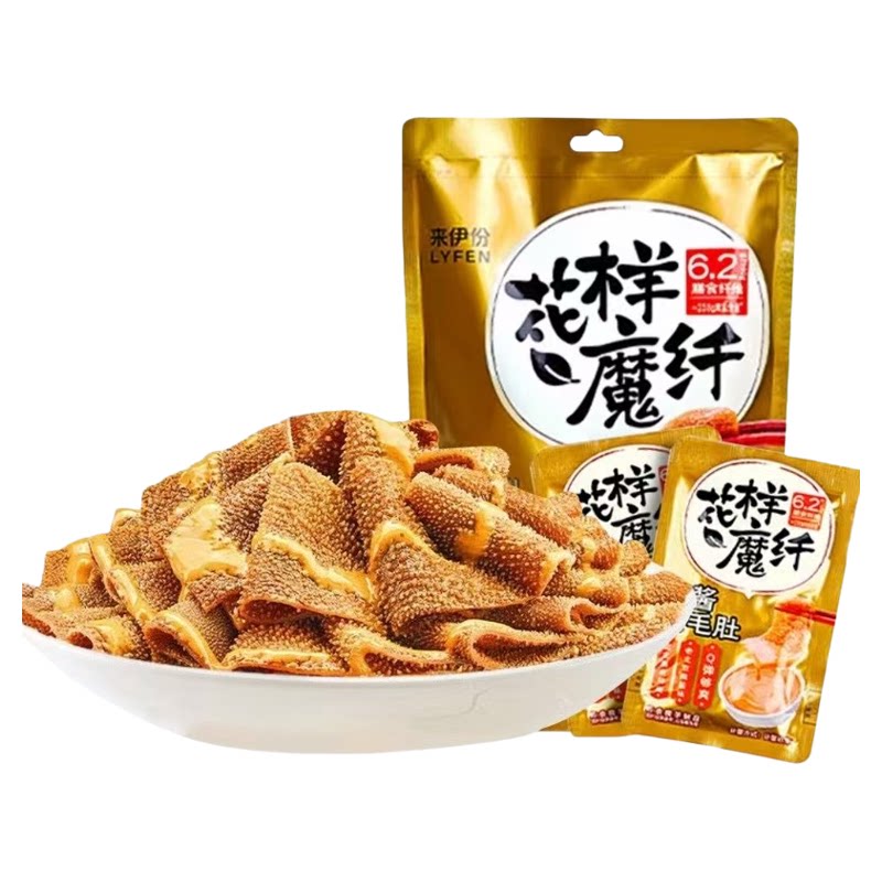 来伊份麻酱素毛肚500g魔芋素食解馋微辣小吃下午茶办公室休闲零食