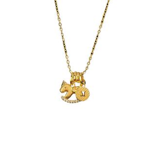 保色沙金马上有钱花项链镶嵌耳钉闪耀八方来财仿金小木马吊坠耳饰