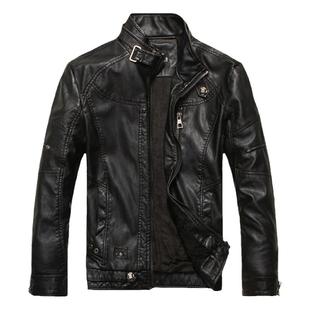 海宁机车皮衣男款冬季皮毛一体外套男士皮夹克加绒加厚骑行服冬装