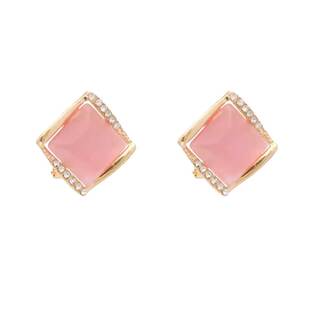 耳环2026新款爆款高级感几何方形猫眼石耳环时尚减龄气质银针耳饰