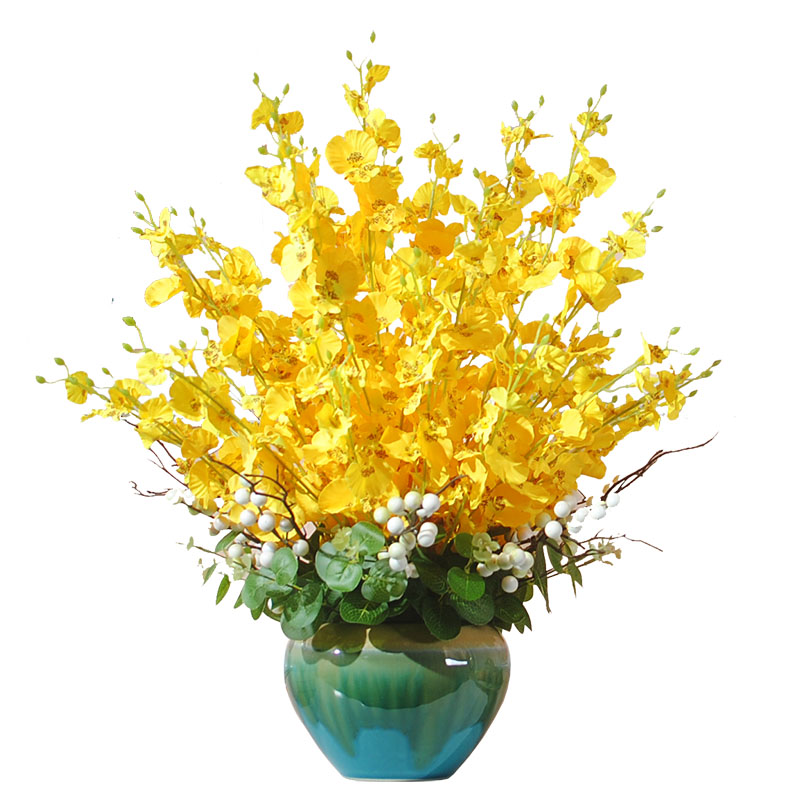 仿真花跳舞兰摆设花高品质插花客厅餐桌防真绢花室内假花装饰花艺