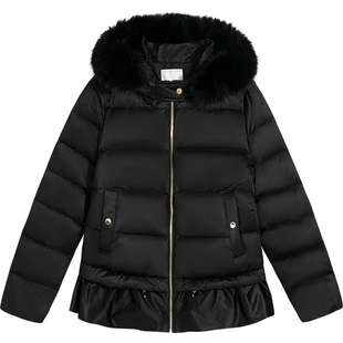 [鹅绒]Brooks Brothers/布克兄弟女士25秋冬新连帽毛领光泽羽绒服