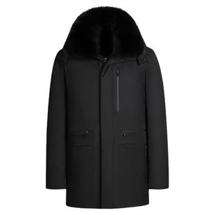 鸭鸭羽绒服男士中长款可脱卸内胆中老年白鸭绒加厚保暖爸爸装外套