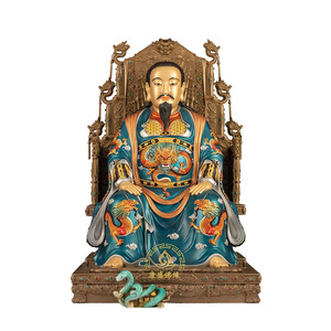 真武大帝玄天上帝铜彩绘供奉摆件