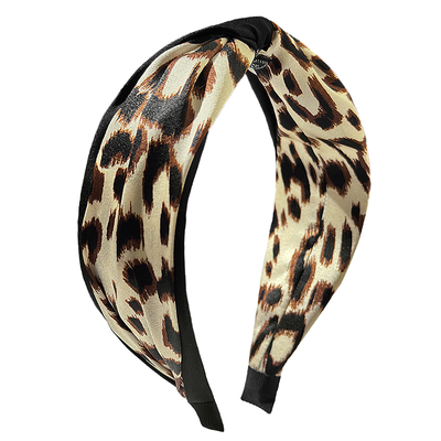 豹纹拼接真丝发箍女高级感头箍