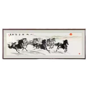 马到成功客厅装饰画新中式国画办公室沙发背景墙画八骏图水墨挂画