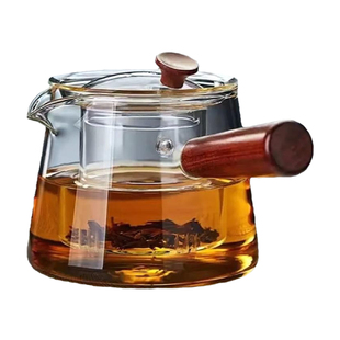 煮茶壶侧把玻璃煮茶壶加厚耐高温煮茶电陶炉煮茶专用壶木把茶壶