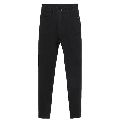 秋冬加绒白色牛仔小脚裤女娇小个