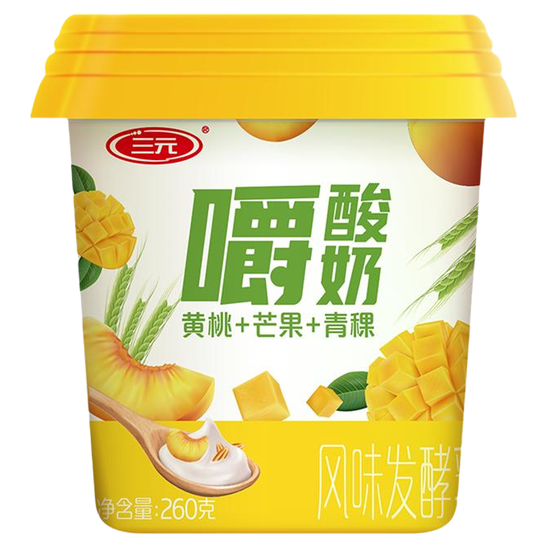 三元黄桃芒果青稞嚼酸奶 冷链物流发货低温风味酸奶260g*12杯