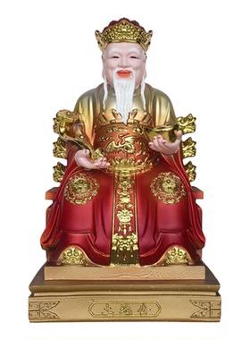 土地公土地婆神像 树脂铜彩土地爷神像福德正神 树脂佛像