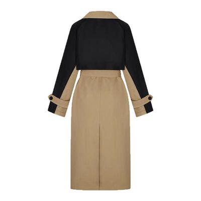 UR&DC2025冬季新款复古英伦风氛围感撞色超宽松双排扣风衣女大衣