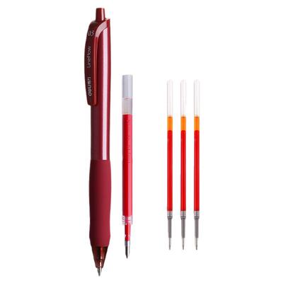 得力红笔学生专用红色中性笔教师老师批改作业按动标记红色水笔