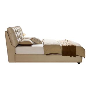 全友家居意式极简主卧1米8双人真皮大床卧室小户型1.5m单人软包床