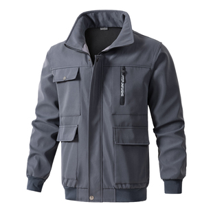 秋冬季加绒加厚工装套装男防水防风耐磨保暖户外工地工作服大口袋