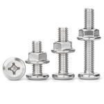 304不锈钢倒边平头十字螺丝螺母大全套装法兰家具五金M3M4M5M6M8