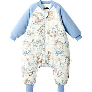 威尔贝鲁婴儿睡袋春秋冬款恒温宝宝分腿防惊跳儿童防踢被四季通用