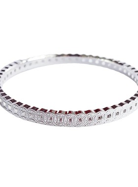 足银9999纯银碎冰冰钱币银手镯女