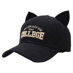 韩国流行时尚可爱带猫耳朵帽子女款2026新款鸭舌帽棒球帽遮阳防晒