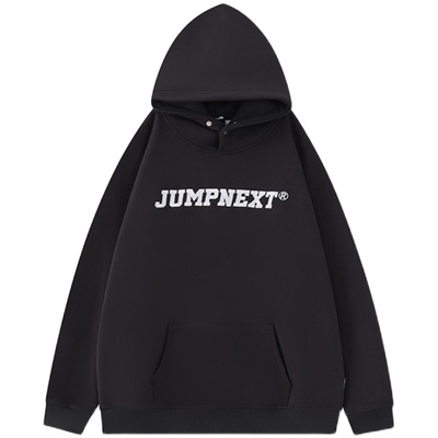 JUMPNEXT字母刺绣连帽卫衣