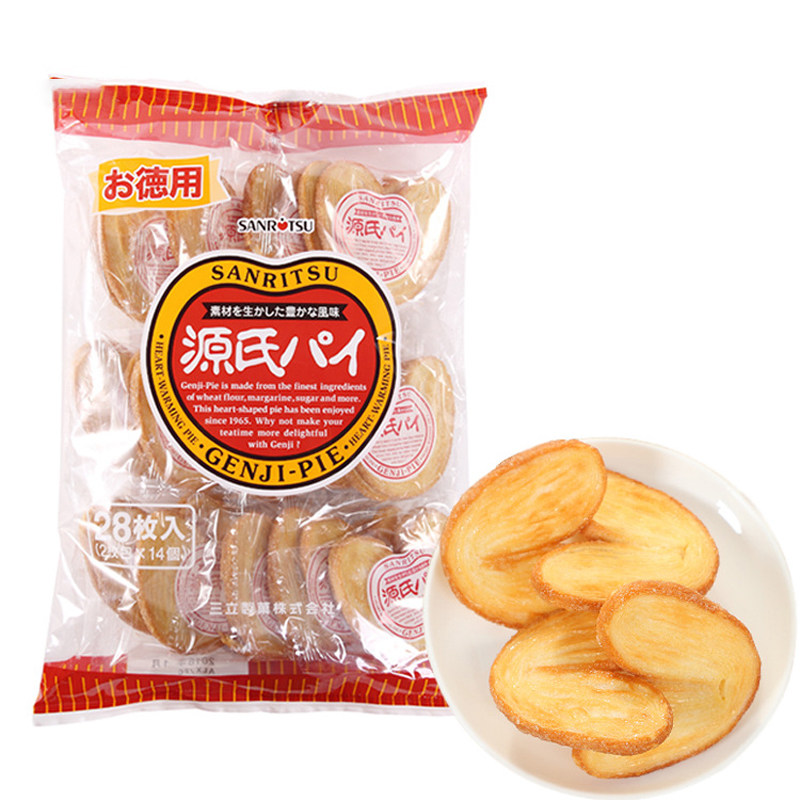 日本零食三立饼干源氏爱心蝴蝶酥甜点大包下午茶茶点点心240g