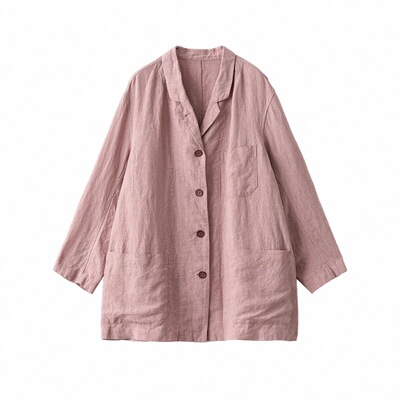 四色亚麻中长款薄外套文艺