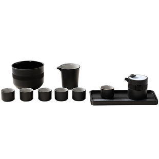 陆宝功夫茶具套组商务送礼一壶六杯带茶盘整套陶瓷茶器万事合意