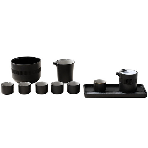 陆宝功夫茶具套组商务送礼一壶六杯带茶盘整套陶瓷茶器万事合意