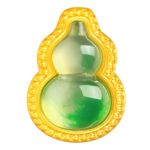 潮宏基冰飘花葫芦黄金吊坠足金转运串珠渐变鎏彩5D硬金挂坠礼物女