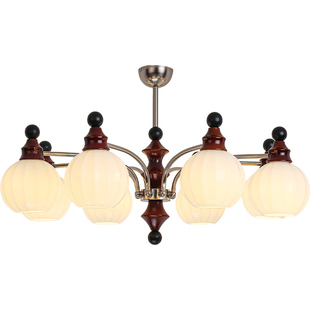 箭牌法式中古风客厅吊灯美式复古新中式胡桃木色大厅主灯全屋组合