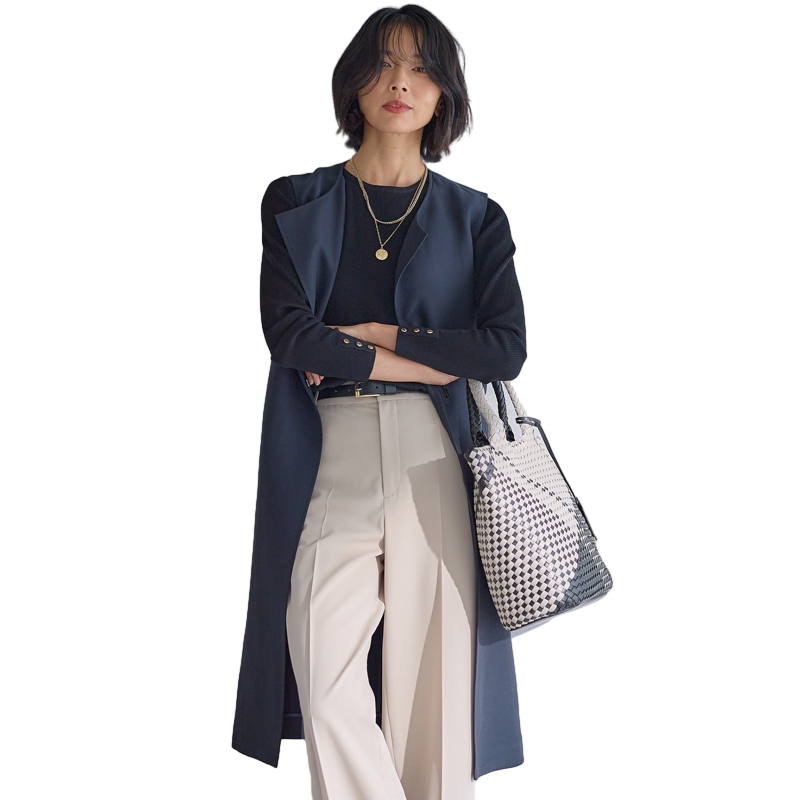 23区 日杂风格时尚感长款风衣背心马甲女日本限定日系轻奢