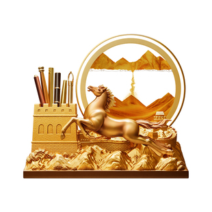 马到成功摆件流沙画客厅酒柜办公桌笔筒送老师轻奢高级感乔迁礼物