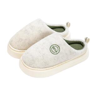 利达妮买一送一乳胶棉拖鞋女冬季室内家居情侣一对厚底拖鞋男冬天