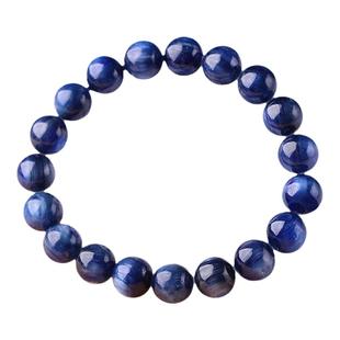 天然蓝晶石手链猫眼石男女款三圈手串正蓝色颗颗猫眼蓝绒晶水晶