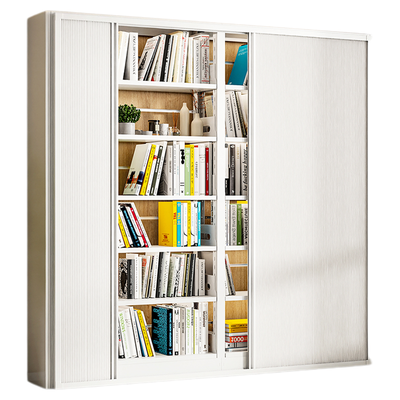 安居客图书馆书架落地置物架客厅家用推拉门书架儿童铁艺防尘书柜