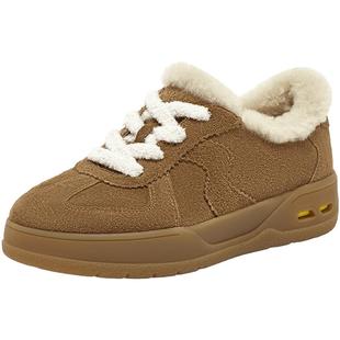 SKAP银河苏打糯米团圣伽步女鞋2026冬季新款加绒保暖德训鞋毛毛鞋