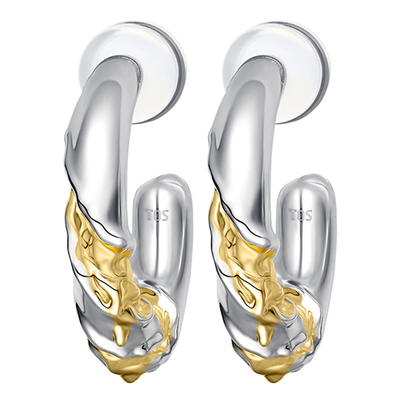 TOWERONE不规则肌理圆环爪痕耳环