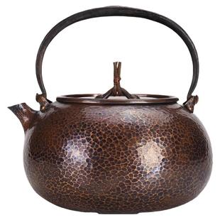 北村静香纯手工锤纹款紫铜茶壶纯铜一片打红铜烧水壶1.2L烧水壶