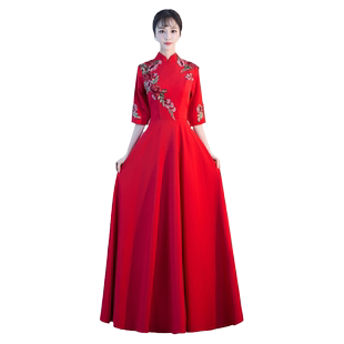鲁克熊合唱团演出服女长裙2025春季新款礼服大合唱服装中国风旗袍