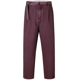 GUUKA TECH酒红色复古水洗直筒裤男款字母刺绣伐木裤子宽松阔腿裤