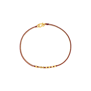 小金喜好运连连黄金手链 足金福运铜钱编织红绳手饰AFK0501