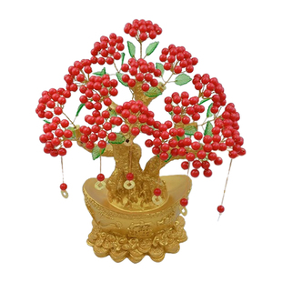 DIY手工发财树材料包鸿运当头发财果串珠摇钱树招财树脂家居摆件